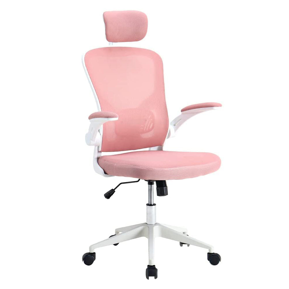 Ergonomikus irodai szék deréktámasszal, fejtámlával, rózsaszín by Timelesstools