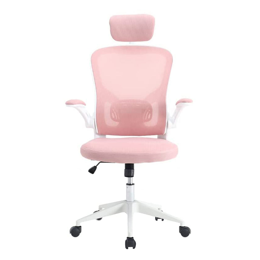 Ergonomikus irodai szék deréktámasszal, fejtámlával, rózsaszín by Timelesstools