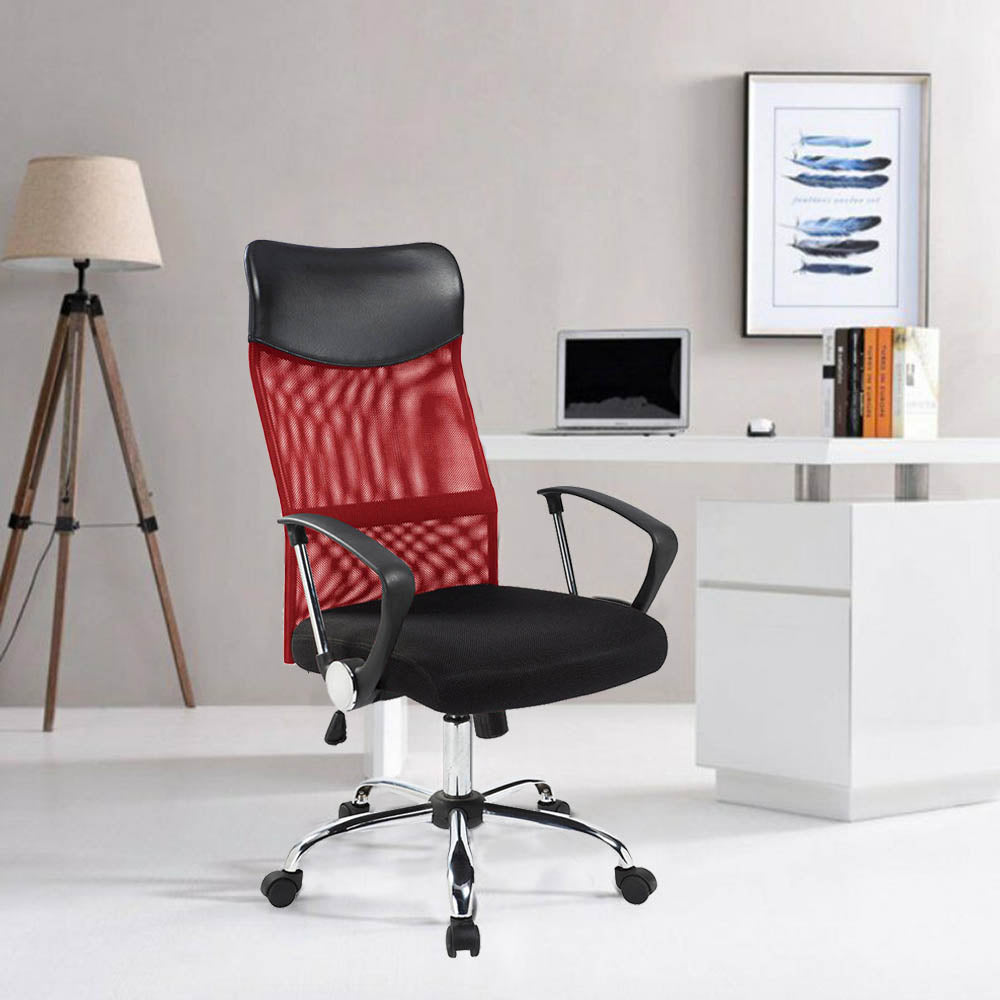 Ergonomic office chair with raised back - red by Timelesstools