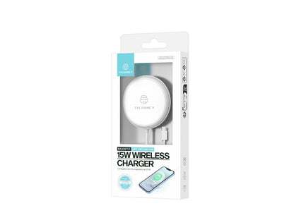 Techancy Carregador Sem Fio Magnético 15w TF2793, Compatível Com Iphone 12 E Acima, Compatível Magsafe, Porta Usb-C by Techancy