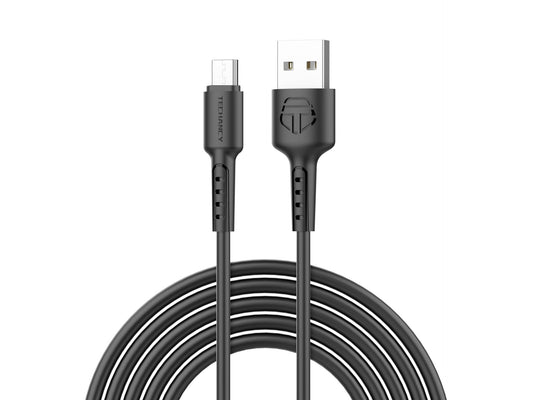 Techancy Cabo De Dados Preto TB1629, Cabo De Carregamento Rápido Usb Para Micro, 3 M/2,4 A, Compatível Com Dispositivos Android by Techancy