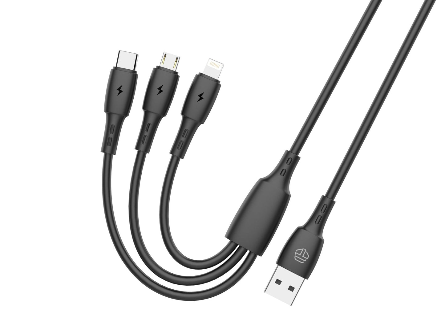 Techancy Cabo 3 em 1 TB1742, 2.4A, 1m Preto, USB-C/Micro/Lightning, CompatIvel com Dispositivos Diversos, Design Resistente by Techancy