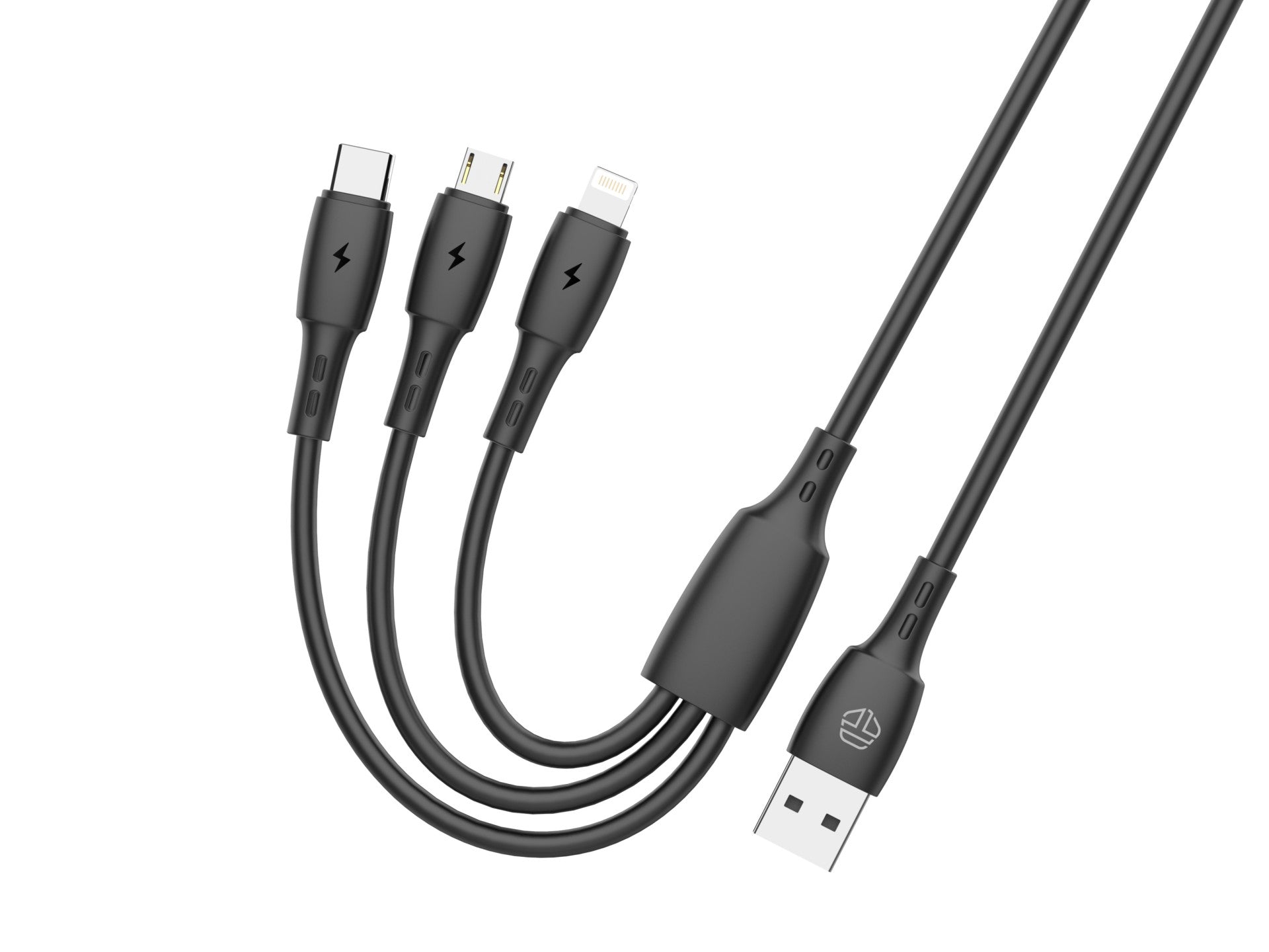 Techancy Cabo 3 em 1 TB1742, 2.4A, 1m Preto, USB-C/Micro/Lightning, CompatIvel com Dispositivos Diversos, Design Resistente by Techancy