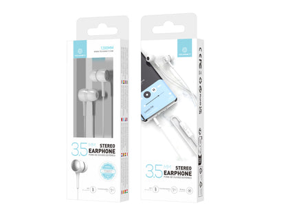 Techancy Auscultadores Intra-Auriculares Com Fios Brancos 1,2 M TD8057, Tomada De 3,5 Mm Compatível Com Telemóveis/Pc/Mp3, Etc. by Techancy