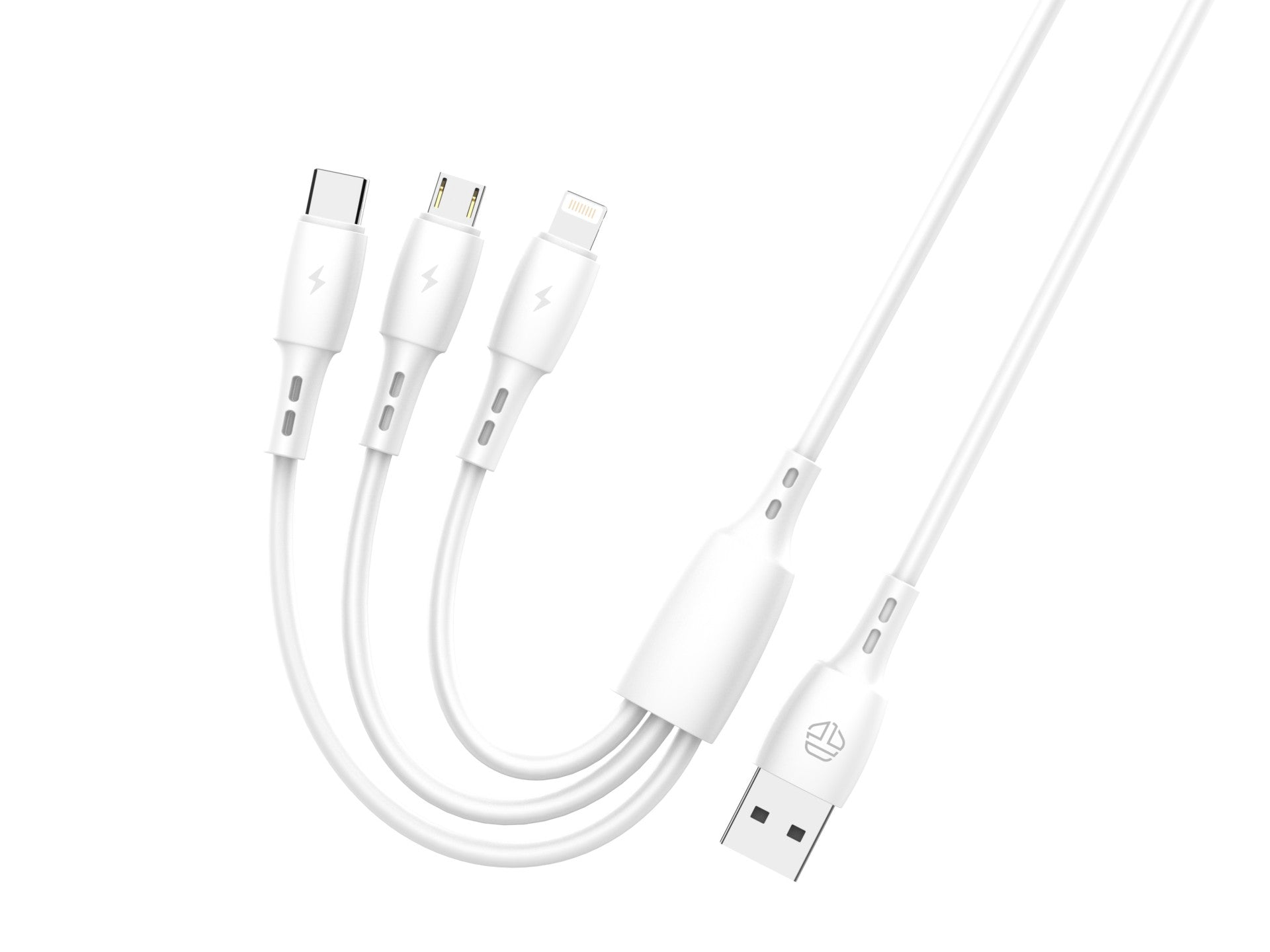 Techancy Cabo 3 em 1 TB1742, 2.4A, 1m Branco, USB-C/Micro/Lightning, CompatIvel com Dispositivos Diversos, Design Resistente by Techancy
