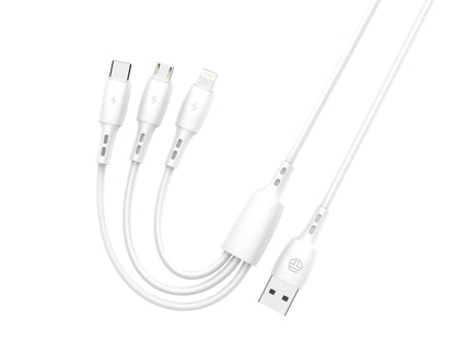Techancy Cabo 3 em 1 TB1742, 2.4A, 1m Branco, USB-C/Micro/Lightning, CompatIvel com Dispositivos Diversos, Design Resistente by Techancy
