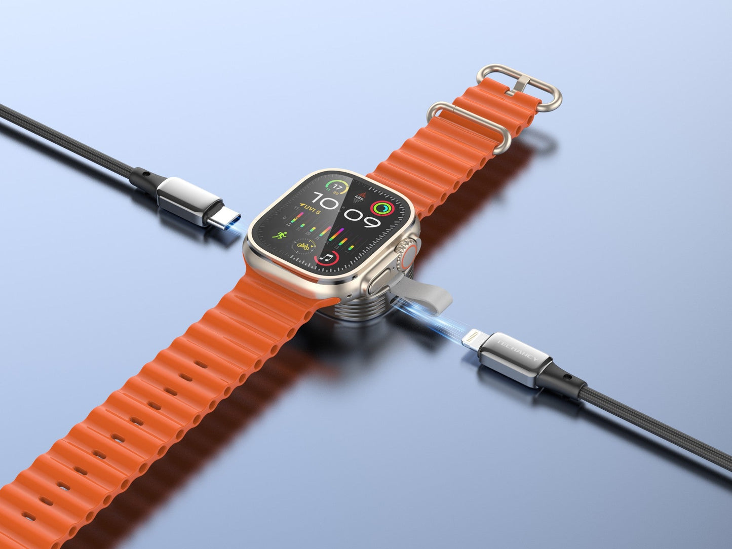 Techancy Carregador Wireless iWatch TF2800 2.5W, iman forte, USB-C/Lightning, compacto, compativel Apple Watch by Techancy