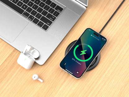 Techancy Carregador sem fio 15W TF2799, compatível com várias marcas de smartphones, carga rápida e segura, leve e portátil by Techancy