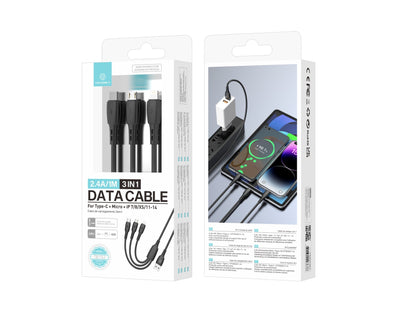 Techancy Cabo 3 em 1 TB1742, 2.4A, 1m Preto, USB-C/Micro/Lightning, CompatIvel com Dispositivos Diversos, Design Resistente by Techancy
