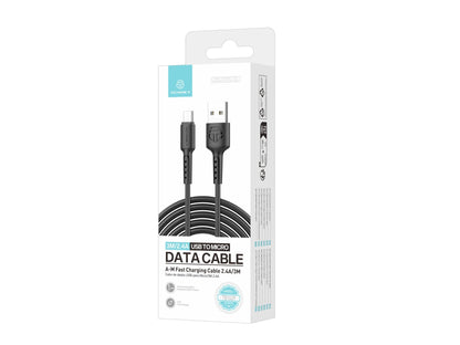 Techancy Cabo De Dados Preto TB1629, Cabo De Carregamento Rápido Usb Para Micro, 3 M/2,4 A, Compatível Com Dispositivos Android by Techancy