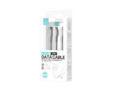 Techancy Cabo 3 em 1 TB1742, 2.4A, 1m Branco, USB-C/Micro/Lightning, CompatIvel com Dispositivos Diversos, Design Resistente by Techancy