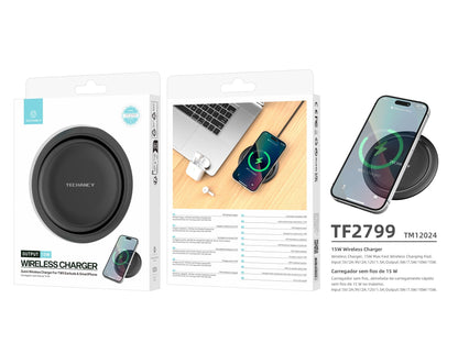 Techancy Carregador sem fio 15W TF2799, compatível com várias marcas de smartphones, carga rápida e segura, leve e portátil by Techancy