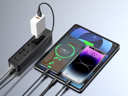 Techancy Cabo 3 em 1 TB1742, 2.4A, 1m Preto, USB-C/Micro/Lightning, CompatIvel com Dispositivos Diversos, Design Resistente by Techancy