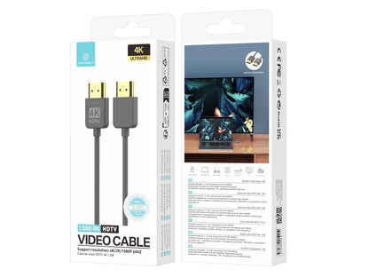Techancy Cabo de vídeo HDMI 4K TL7292 , 1.5m, cinza, suporta 4K@60Hz, ideal para computadores, televisões e projetores by Techancy