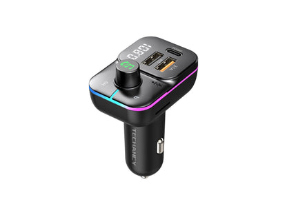 Techancy Transmissor Fm Para Automóvel TE0868, Carregamento Rápido Pd De 25 W, Reprodução De Mp3, 7 Leds A Cores by Techancy