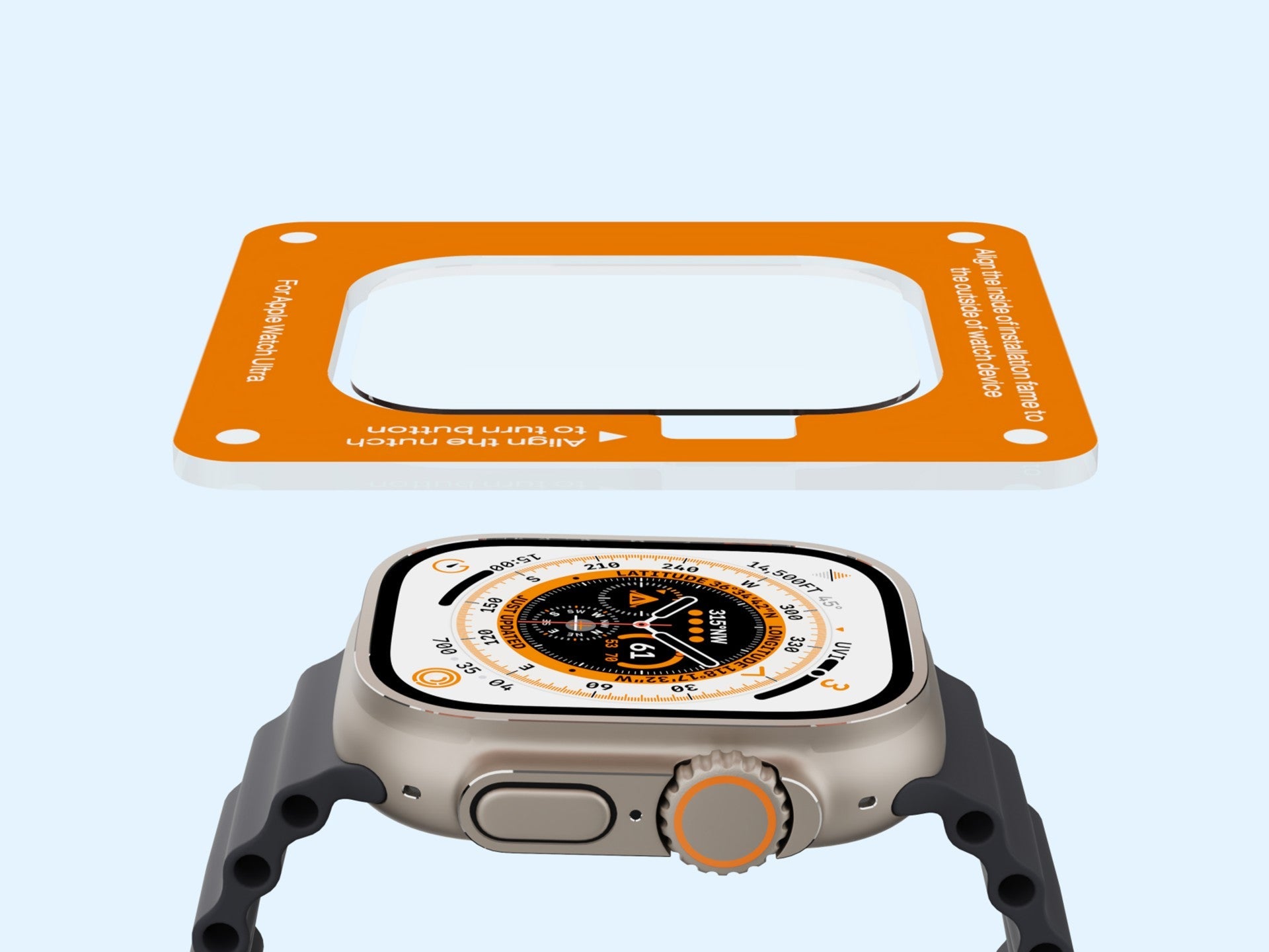 Techancy Protetor De Ecrã De Vidro Temperado KC2124, Compatível Com Apple Watch Ultra 49 Mm, Superfície Curva De 0,33 Mm. by Techancy