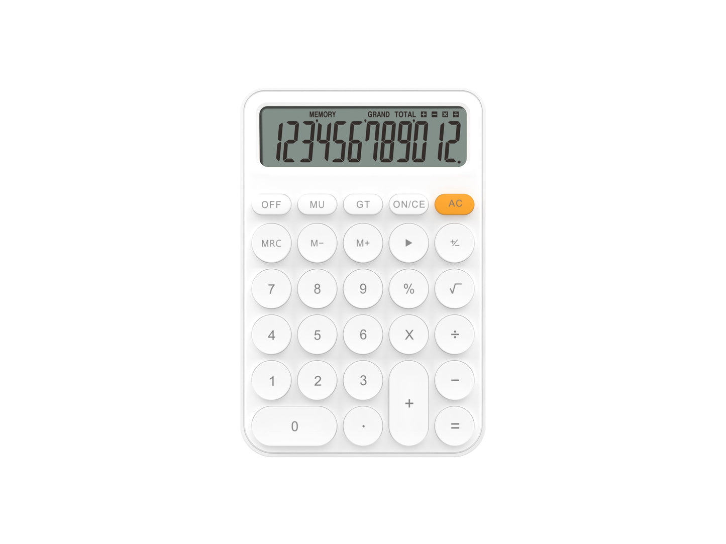 Techancy Calculadora escritorio MK1165 LCD 12 digitos com funcoes MRC GT MU e tecla CE clara Branco by Techancy