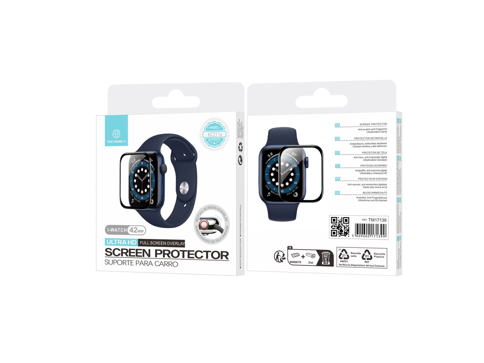 Techancy Protetor De Ecrã Para Relógios Inteligentes KC2116, Compatível Com Iwatch-42mm, Anti-Riscos, Hd Ultra-Fino. by Techancy