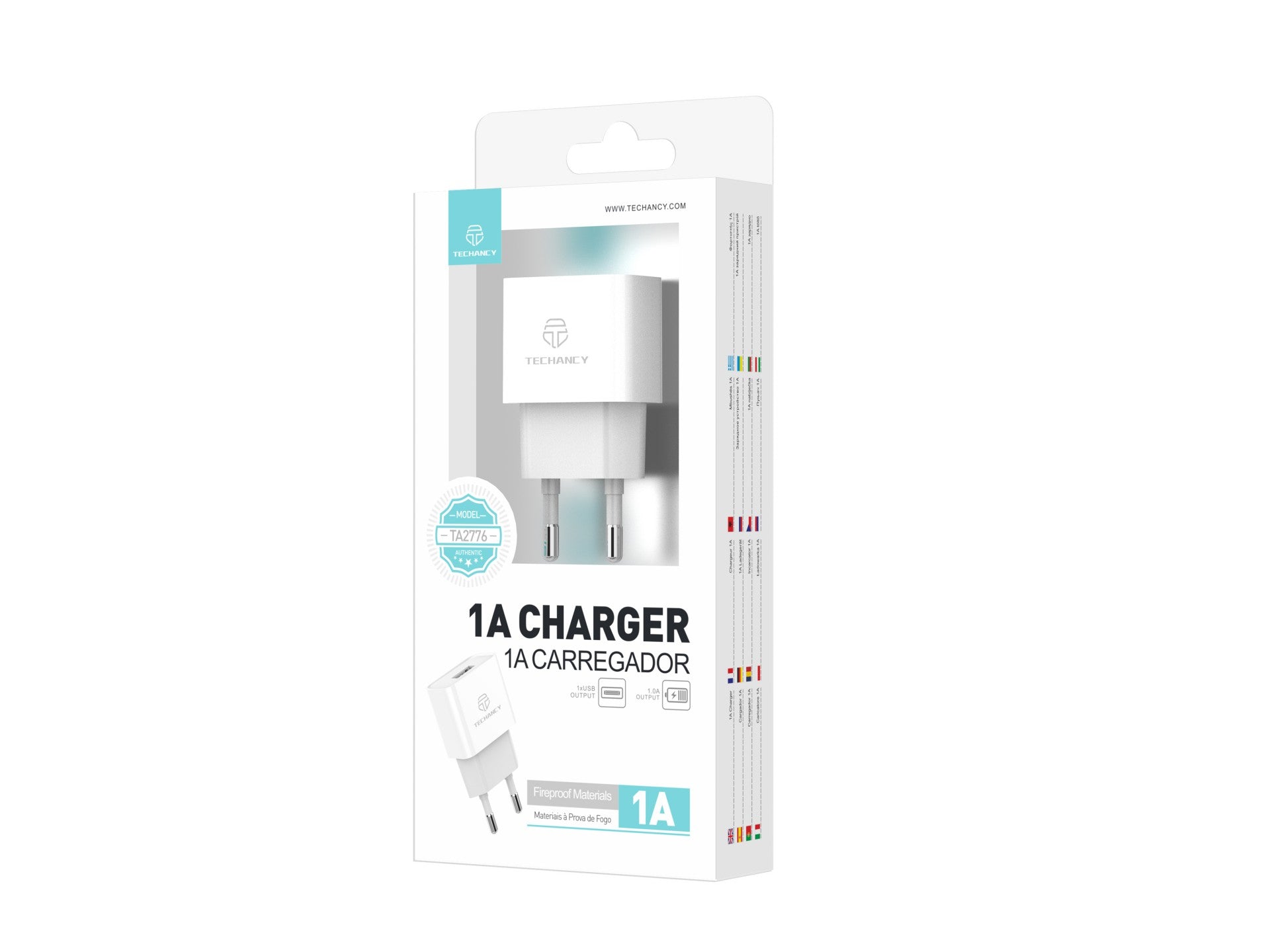 Techancy Carregador De Telemóvel Usb Branco TA2776, Saída De Carregamento Estável 5v-1a, Compatível Com Vários Dispositivos by Techancy