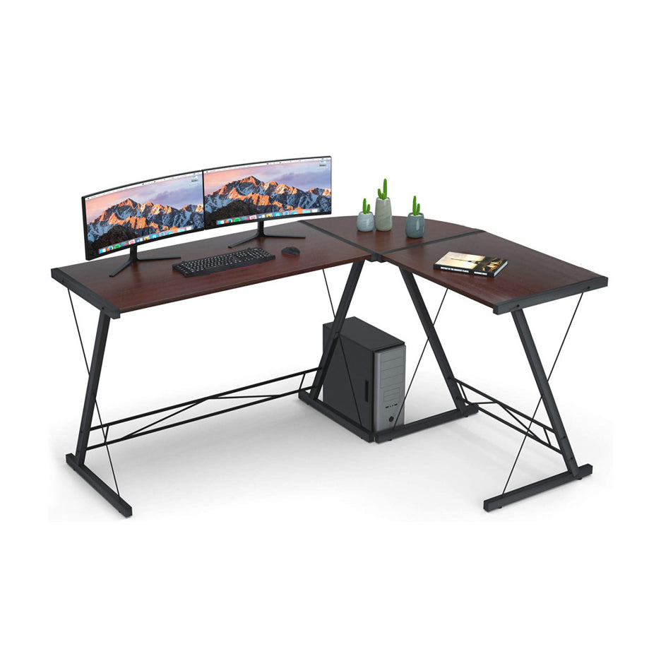 L-shaped desk-dark brown by Timelesstools