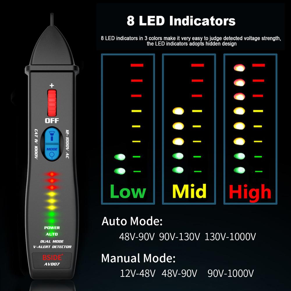 Non-contact Voltage Detector indicator AVD07 Smart Electric Pen Tester Live/Neutral wire distinction Continuity check NCV by Vimost Shop