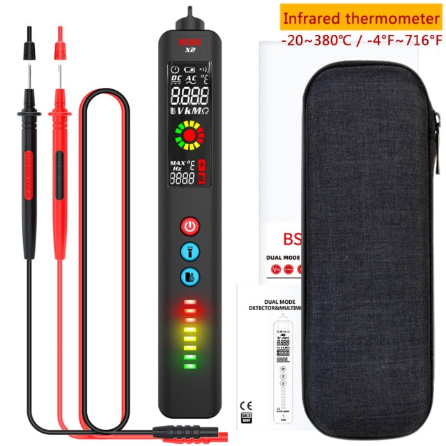 X1/X2 Voltage Detector Tester Smart Multimeter Non-contact Infrared Thermometer EBTN Display Live wire Test pencil Meter by Vimost Shop