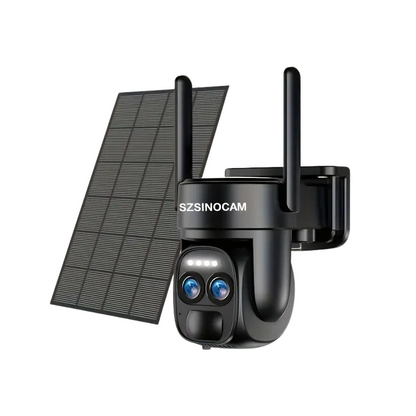 Dual-Lens Solar Security Camera with 8X Zoom by TM